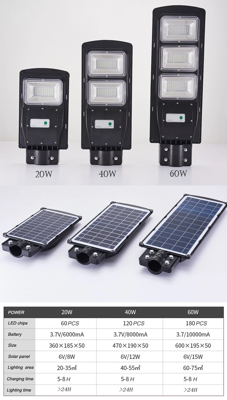 Outdoor All In One LED Solar Street Light For High Way Road 30w 60w 90w