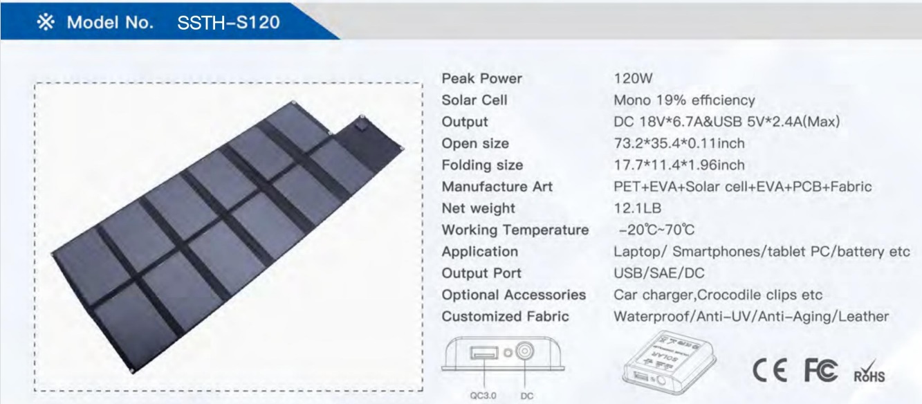 100w 120w 200w 300w Folding Solar Panel Kit Outdoor Carry For IPad Cell Phones