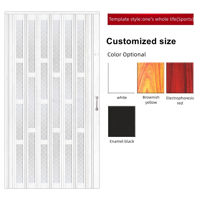 Modern Top Track PVC Sliding Door Shower Glass PVC Accordion Door Heat Insulation