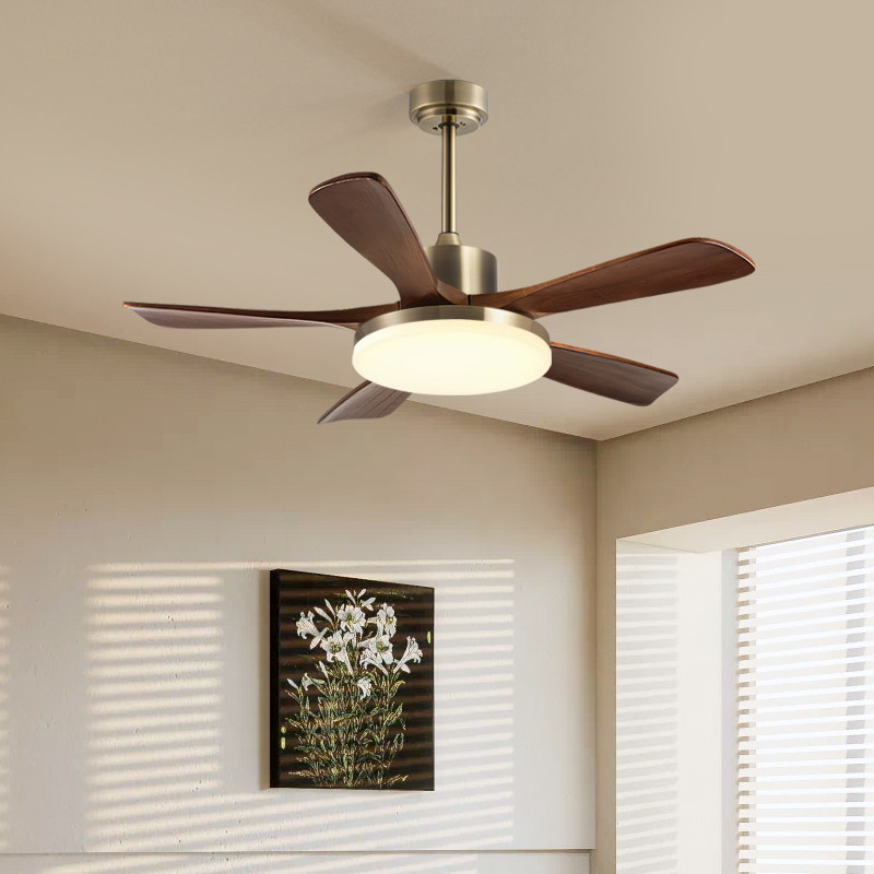 Best Selling 56-Inch Modern Ceiling Fan with Light 5 Blades Black/White for Living Room Remote Control Iron Body DC Motor