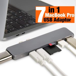  Aluminum 7-in-1 USB Type C Hub Adapter Dongle 100W Power Delivery,Compatible for 2016 2017 2018 MacBook Pro 13&quot; 15&quot; Manufactures