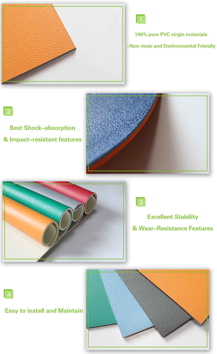 Waterproof Indoor PVC Pickleball Court Vinyl Flooring Roll with More Than 600 Colors