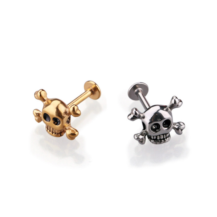 Surgical Steel Unique Lip Studs Cool Skull Free Labret Lip Rings Body Piercing Jewelry