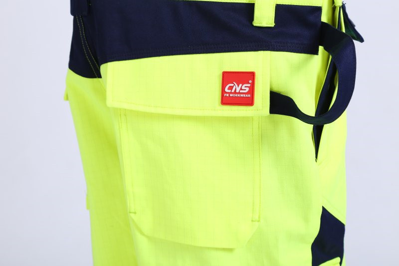 290gsm light weight arc protection Fire proof Bib Trousers , EN20471 HIVIS Flame Resistant Bib Pants