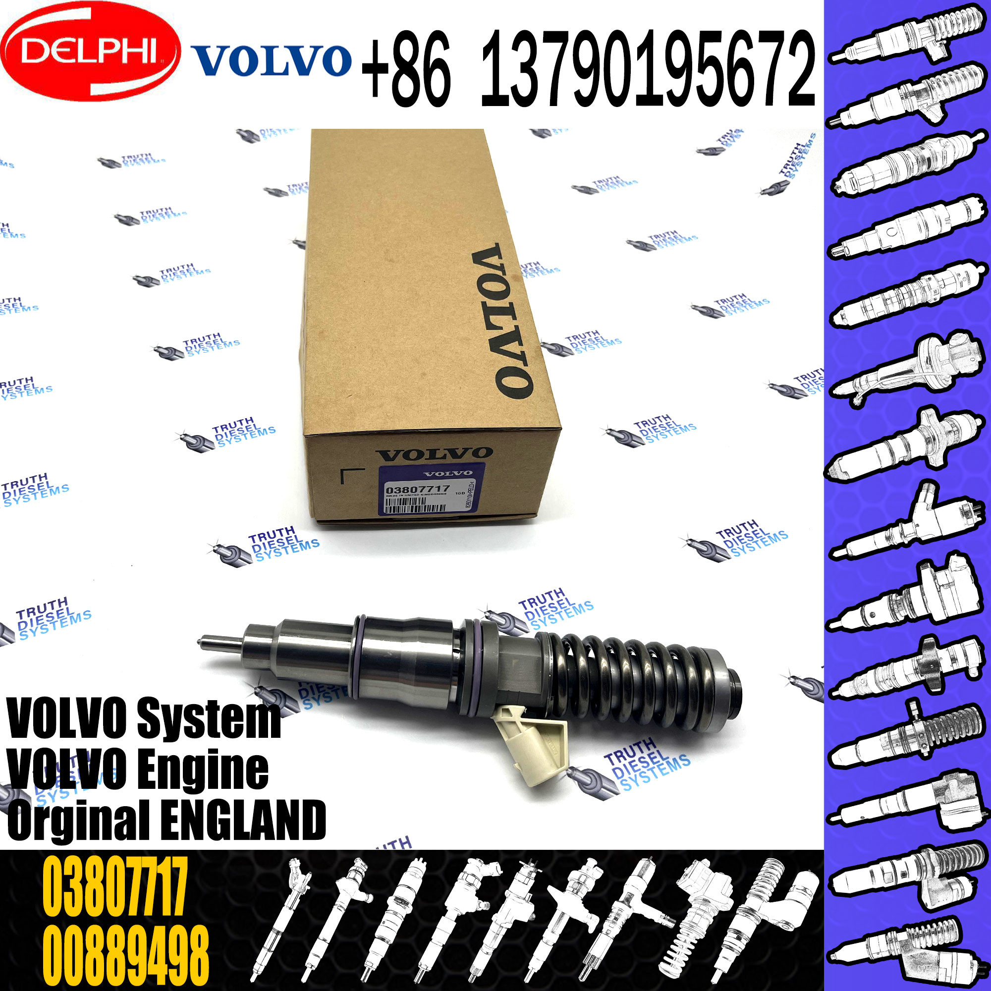 common rail injector 03807717 3807717 for VOL Penta D12 high quality auto parts injector nozzle 03807717 3807717 BEBE4