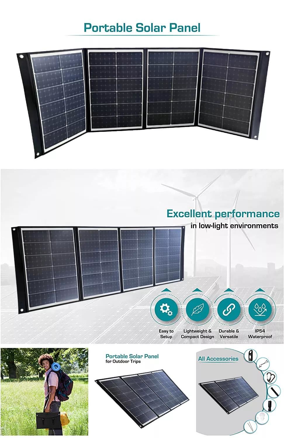 Panel Solar Faltbare 60W100w120W150W For Camping Portatil Portable