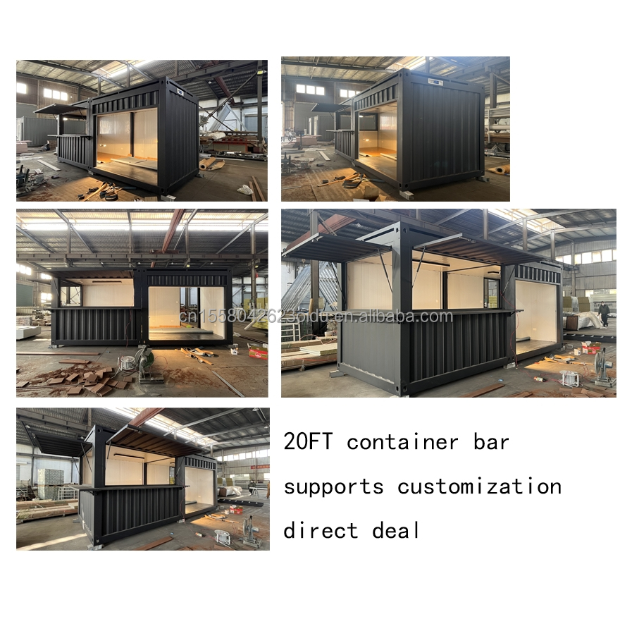 20ft Steel Frame Prefabricated Food Booth Container with Aluminum Windows and Galvanized Steel Bending