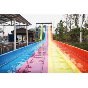 Multi Lanes Rainbow FRP Custom Water Slides In An Amusement Park Water Slide