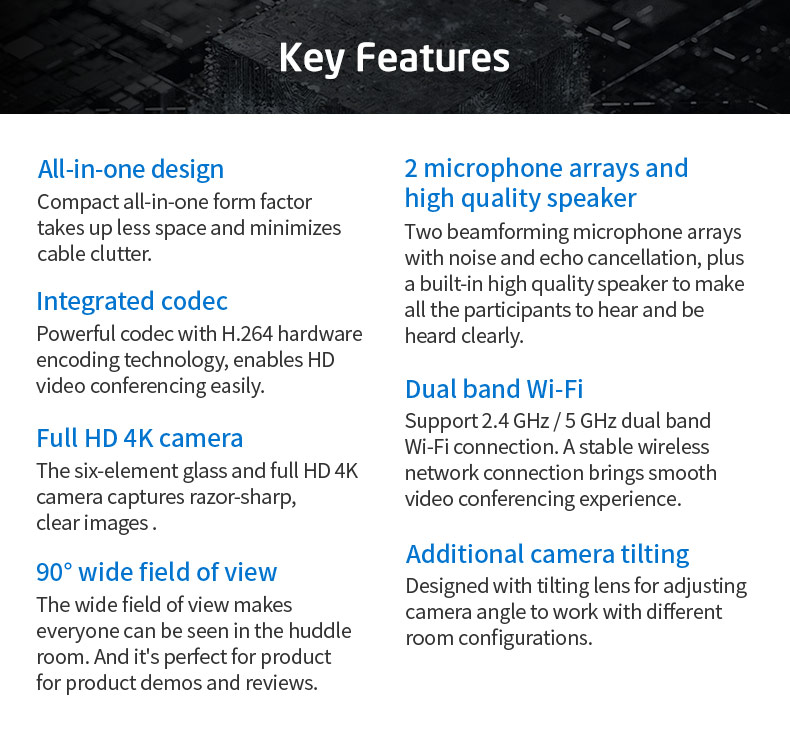Andorid TV box meeting room video conference system For Small And Huddle Rooms,1080P conference camera