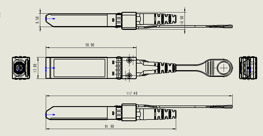 Consumption SFP Optical AOC Patch Cord 100m for Data Transmission in Communication