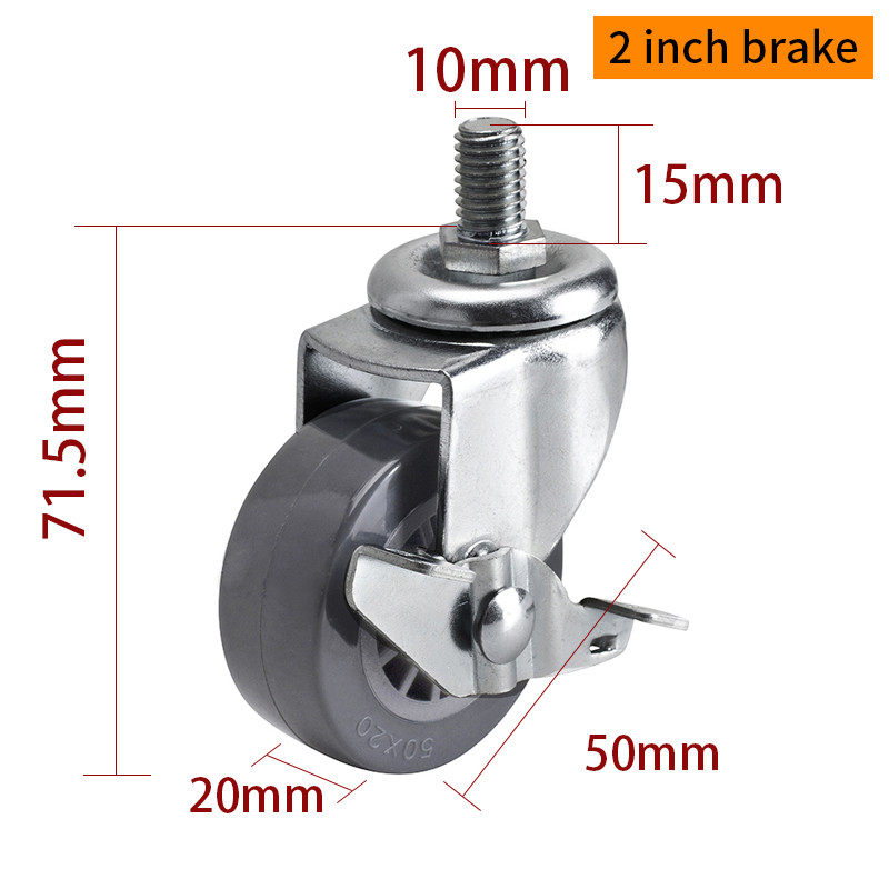 35kg Threaded Castor Wheels , 2 Inch Caster Wheels With Brakes Type