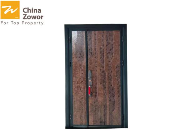 65/70mm Thick Unequal Leaf Cast Alu. Fireproof Entry Door With Solid Fire Door
