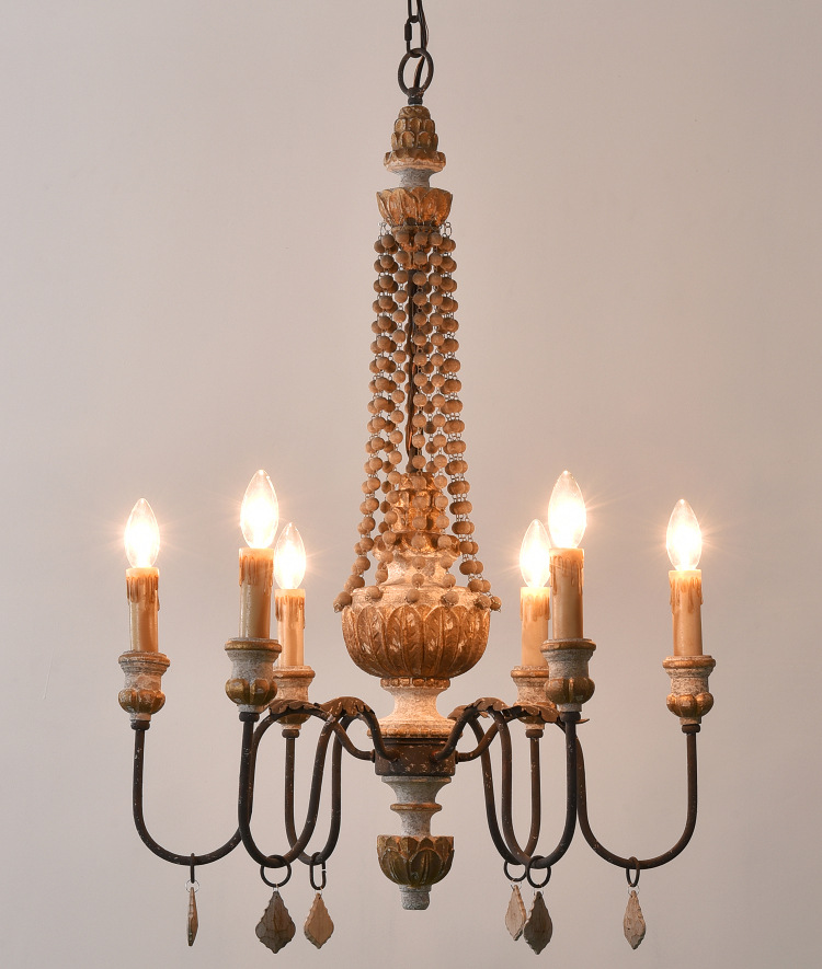 Wood chandeliers lighting french bedroom suspended lights(WH-CI-118)