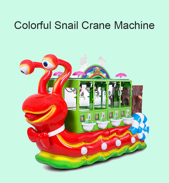 Coin Operated Colorful Snail Gift Machine 8 Players Toy Claw Machine For Kids