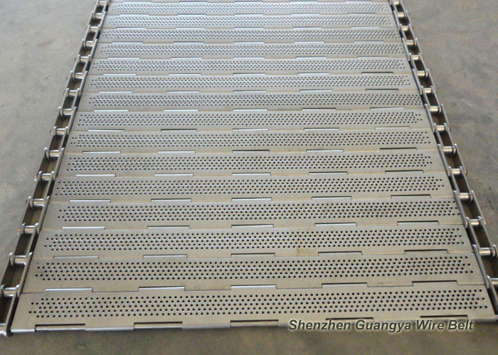 Food Processing Slat Chain Conveyor , Lightweight Heat Resistant Conveyor Belt