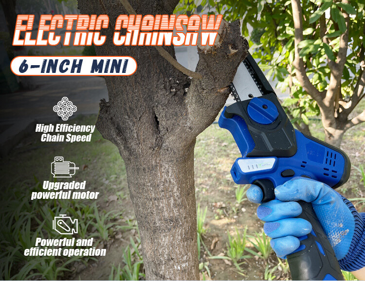 Electric Handheld Battery Mini Chainsaw 6 Inches Cordless Power Chain Saws Wood