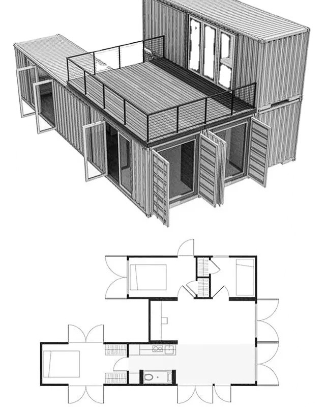 20GP Villa Luxury Balcony Modular Shipping Container House