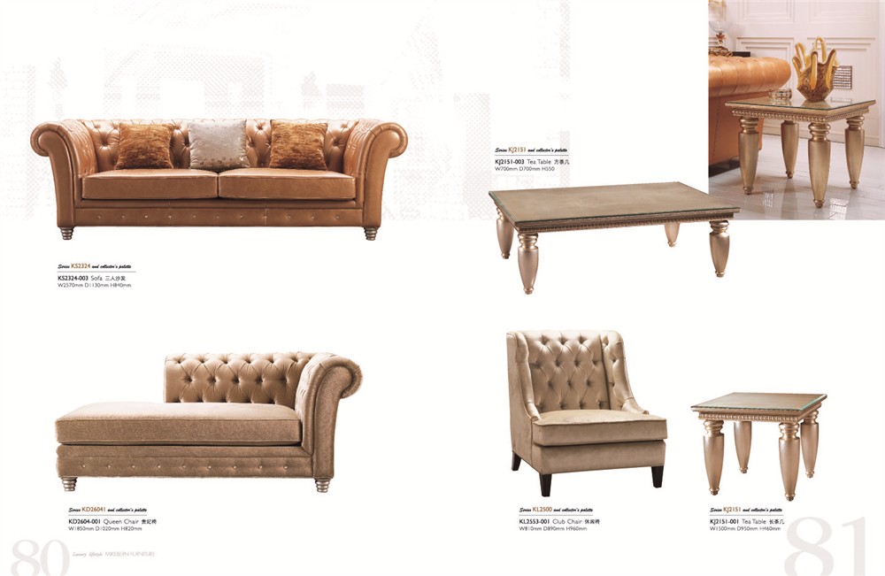 High-end Luxury Genuine Leather 7 Seater Chesterfield Sofa Set for Sale MKBN-KS2324-003
