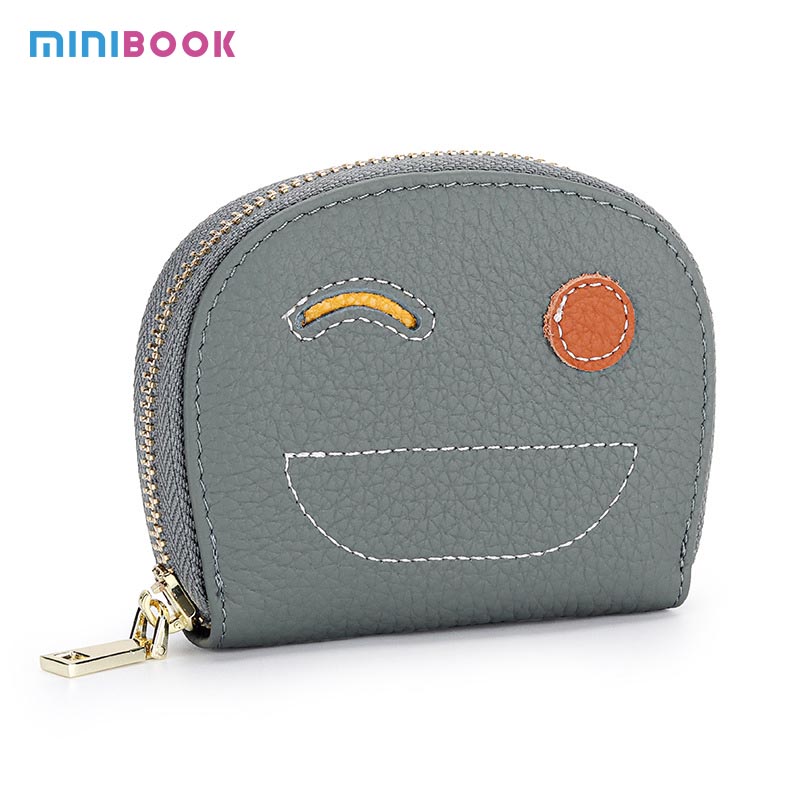 Zipper Hasp Closure Women's Ultra-thin Genuine Leather Keychain Pouch from Minibook