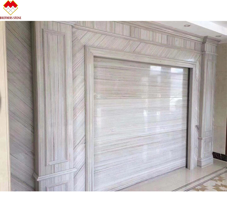 Wooden Veins White Marble Staircase LED Customized Size Step Tiles for Straight Stair