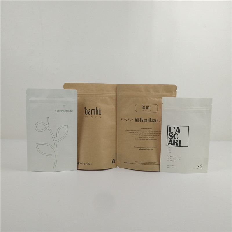Biodegradable Brown Kraft Paper Doypack Bags Compostable Cosmetic