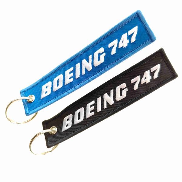 Boeing 747 Embroidered Keychain Gift | 3D Aviation Text & OEKO-TEX® Fabric |