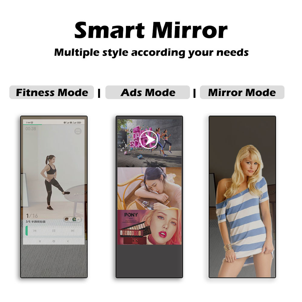 1920x1080 Home Fitness Screen Interactive Fitting Android Smart Magic Mirror Media Advertising