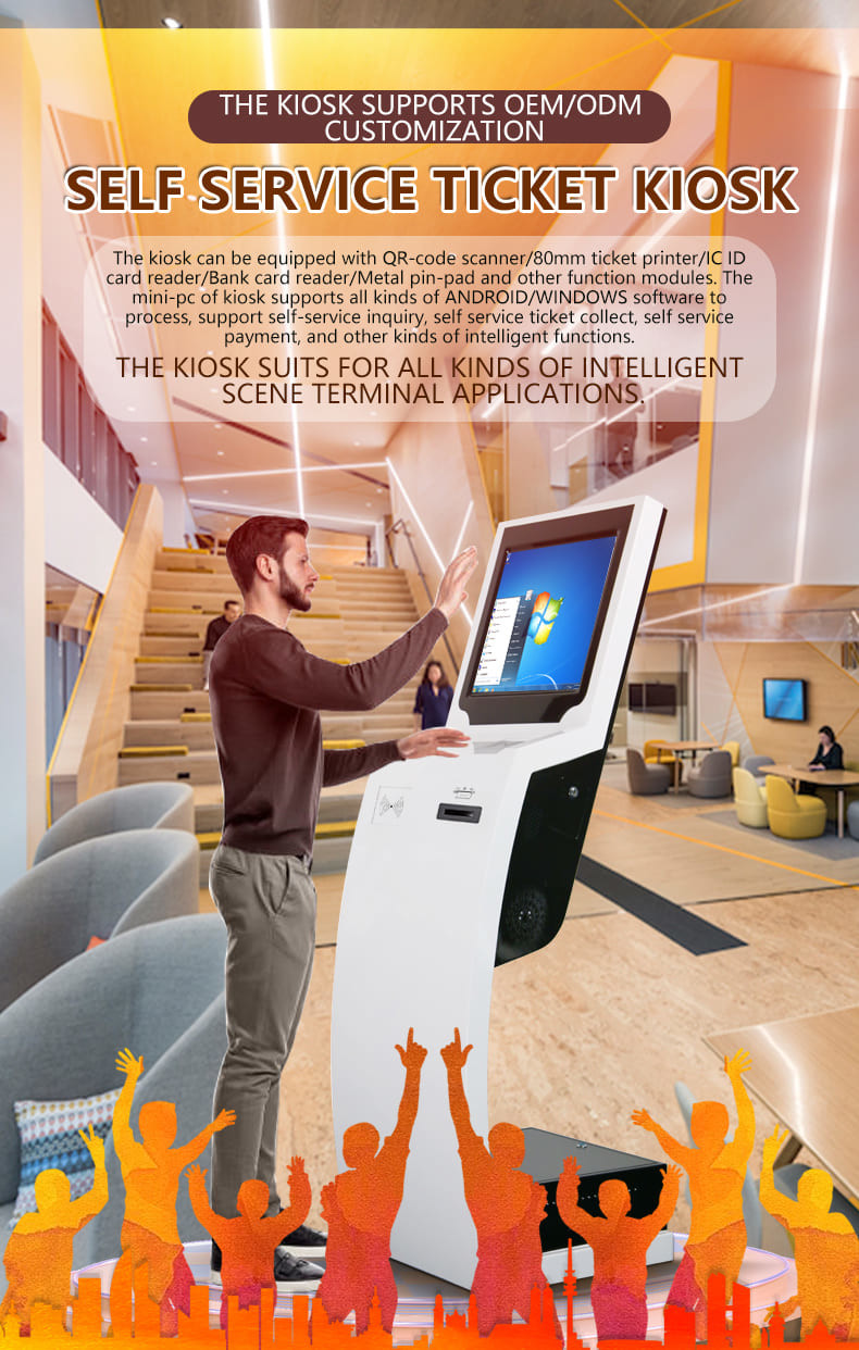 19 Inch Self Service Ticket Collect Terminal Touch Screen Self Service Kiosk