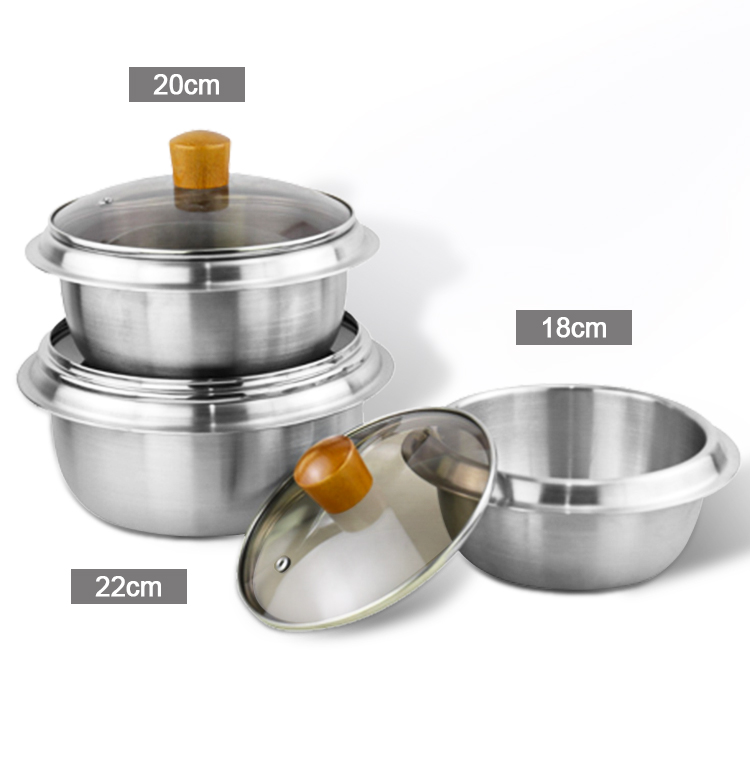 Multifunction Kitchen Cooking Food Pot 18/8 Stainless Steel Rice Pot Food Stock Pot With Glass Lid