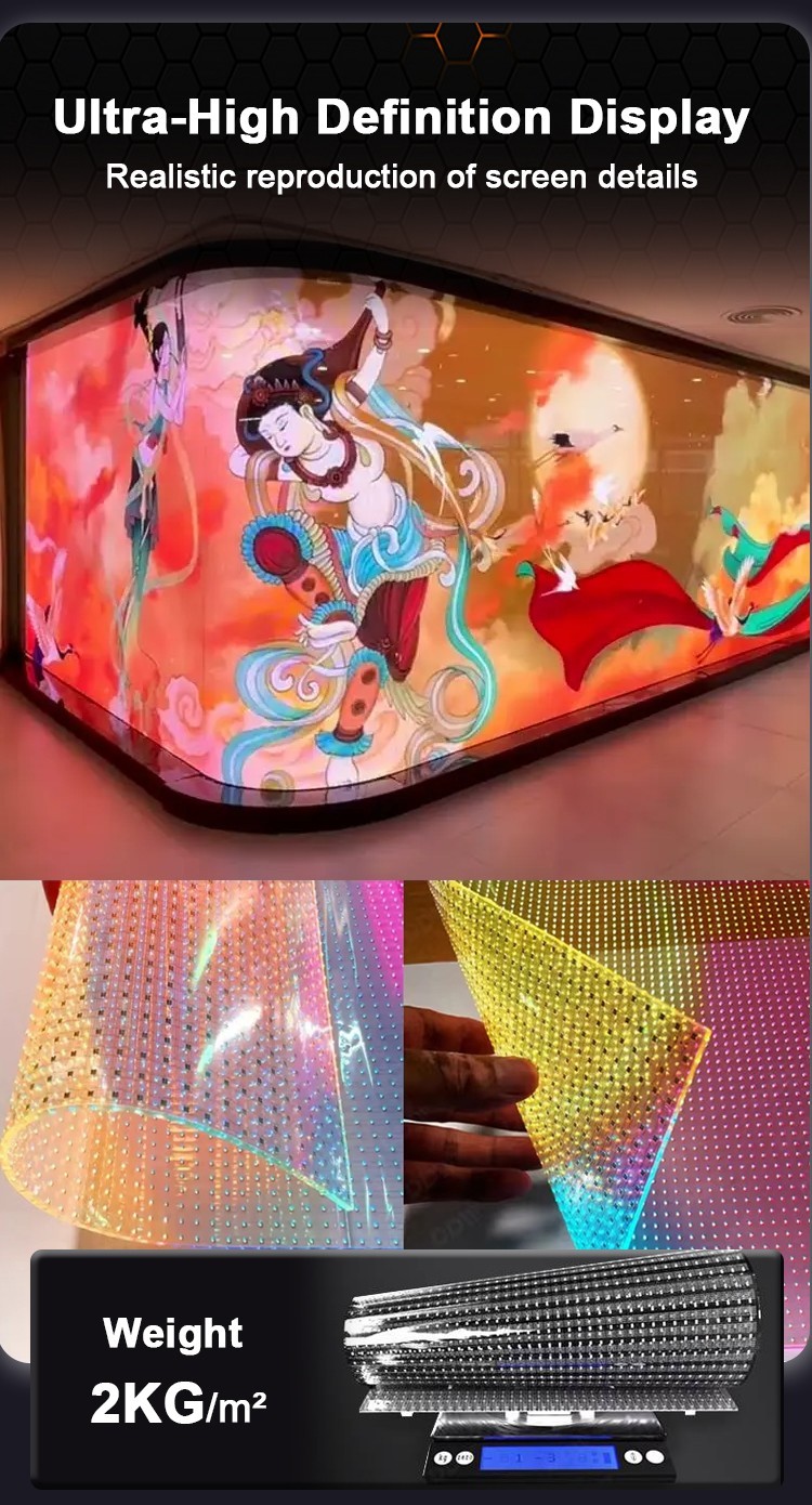 Lightweight Flexible LED Film Screen P6 P8 P10 Indoor LED Display Screen