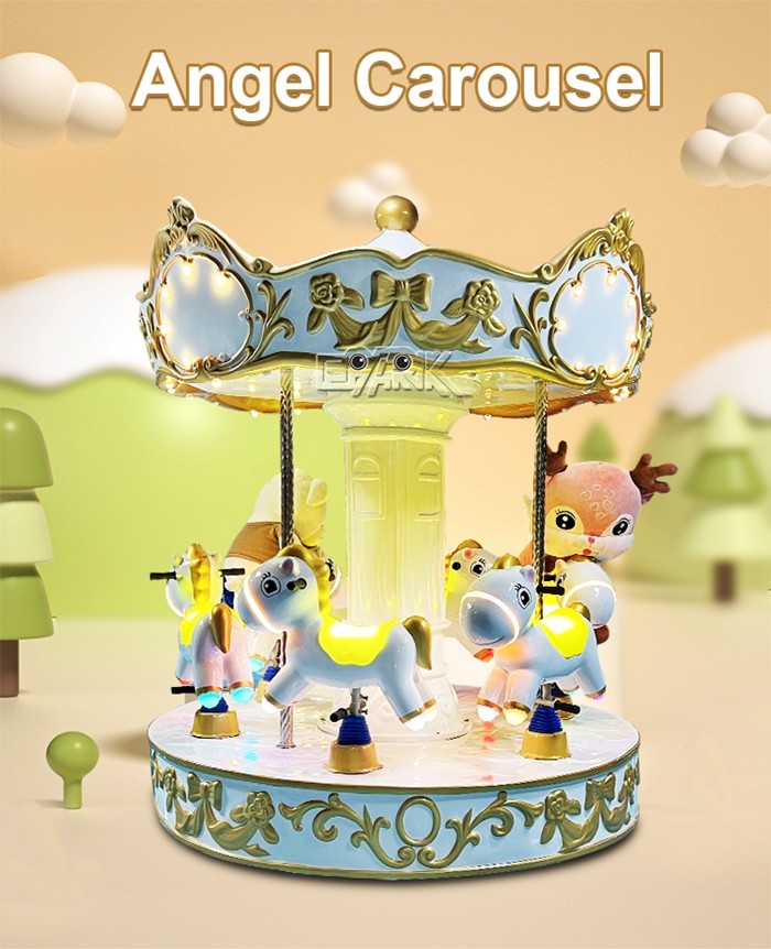 Kiddie Ride Angel Carousel 6 Seats Carousel Horses For Children'S Theme Park