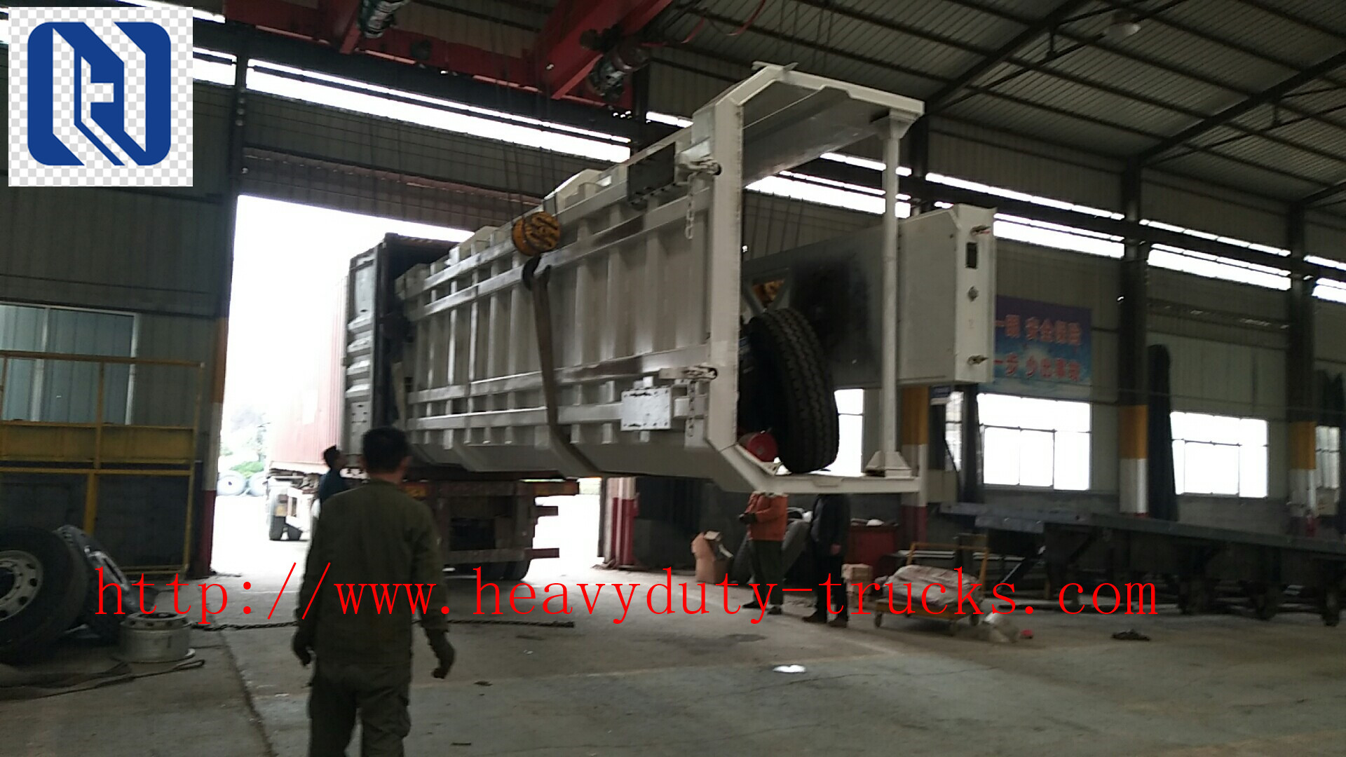Flatbed Transport Semi Trailer Trucks 2 Axle Four Double Container Trailer