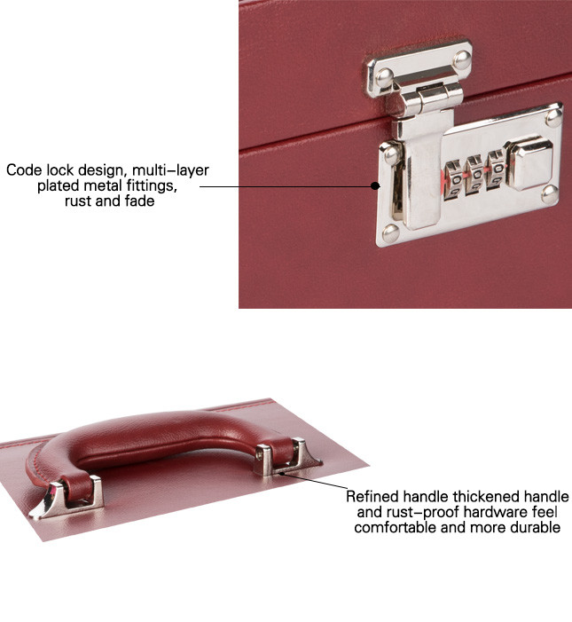 Dust Proof Three Layer Ring Display Case , Fashion Luxury Leather Jewellery Box