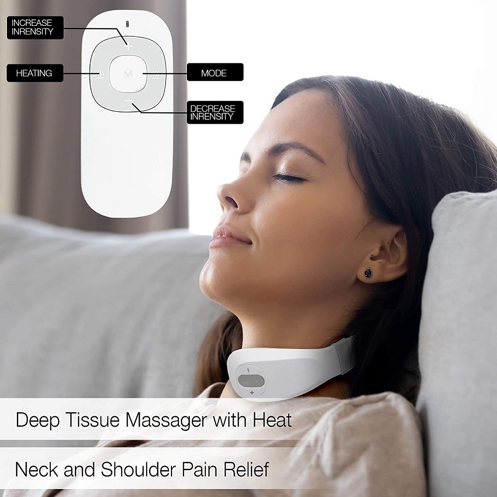 Skin Friendly EMS Wireless Neck Massager TENS Pulse Red Light Therapy OEM ODM