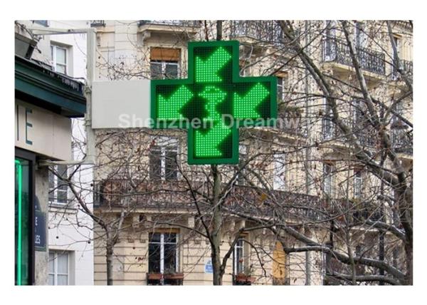 Asynchronous Double Sides P20 LED Pharmacy Cross Signs DIP 546 with 960 × 960 mm