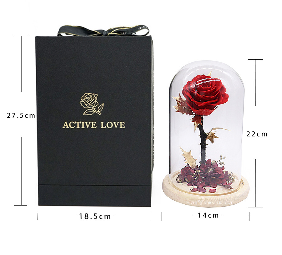 14*14*22CM Preserved Rose Glass Dome