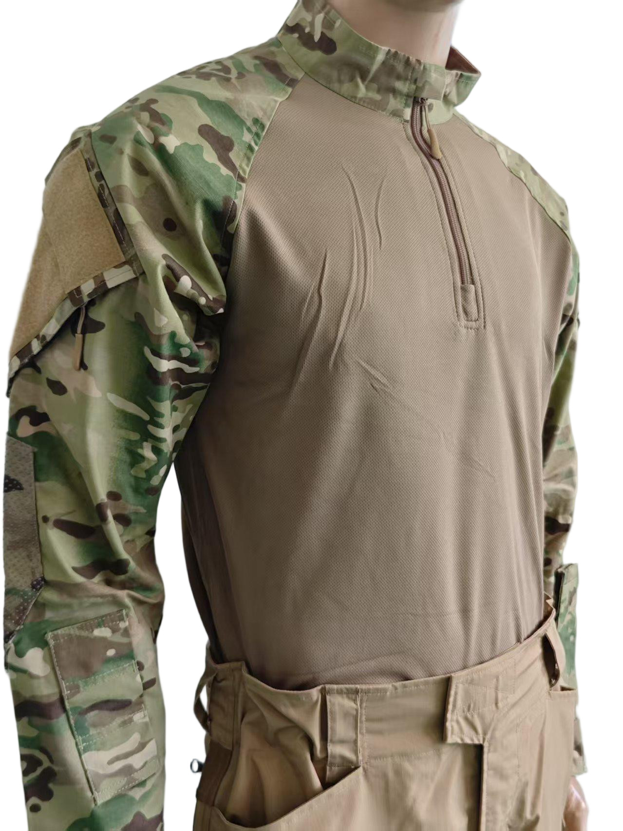 Polyester Cotton Knitted Fabric Tactical Frog Split Combat Set Ventilated Top Utility Pants