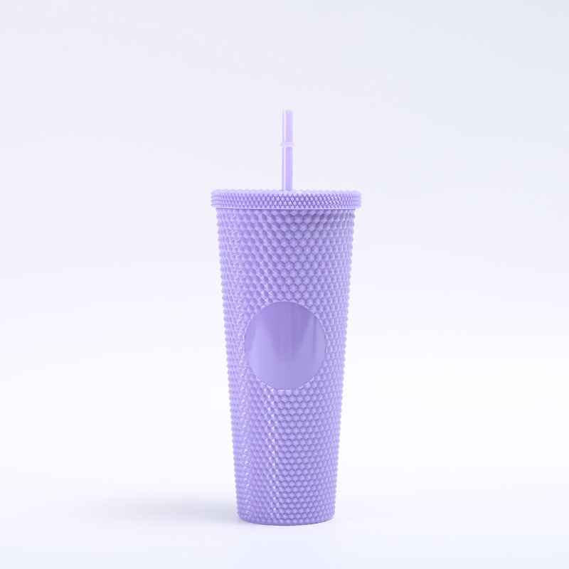 24oz Studded Tumbler Glossy Pink Iced Coffee Cups With Lids Reusable 24 Oz Tumbler With Lid And Straw Reusable Iced Coffee Cup Bling Cup