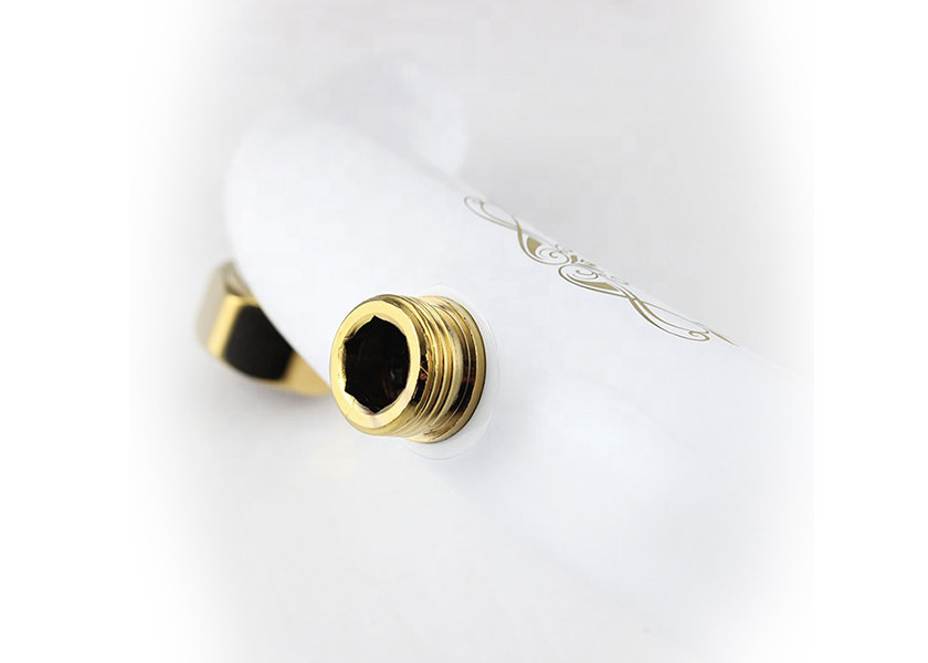 Bathroom Single Handle Bathroom Faucet White Resin Coated Finishing Taps