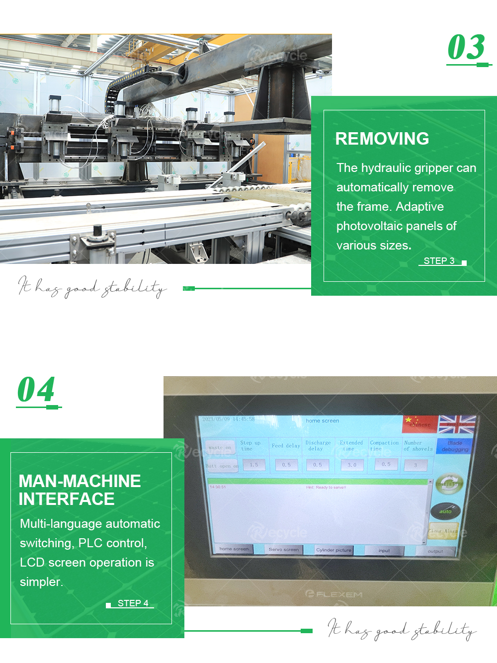 Fully Automatic PV Panel Deframer for Removing Solar Panel Aluminum Frame Efficiently
