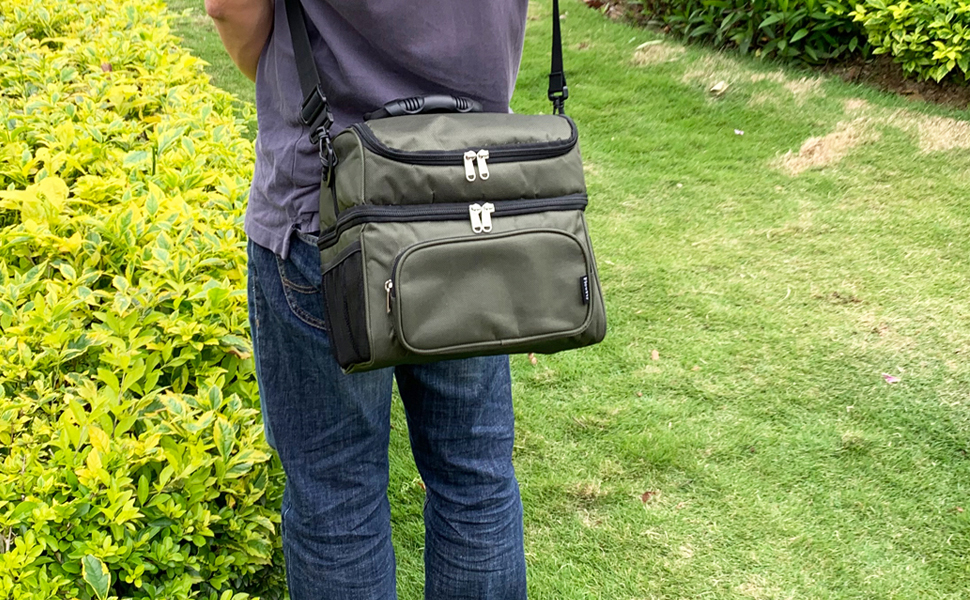 Double Layer Insulated Cooler Bags Adult Lunch Portable Soft Sided Coolers Tote