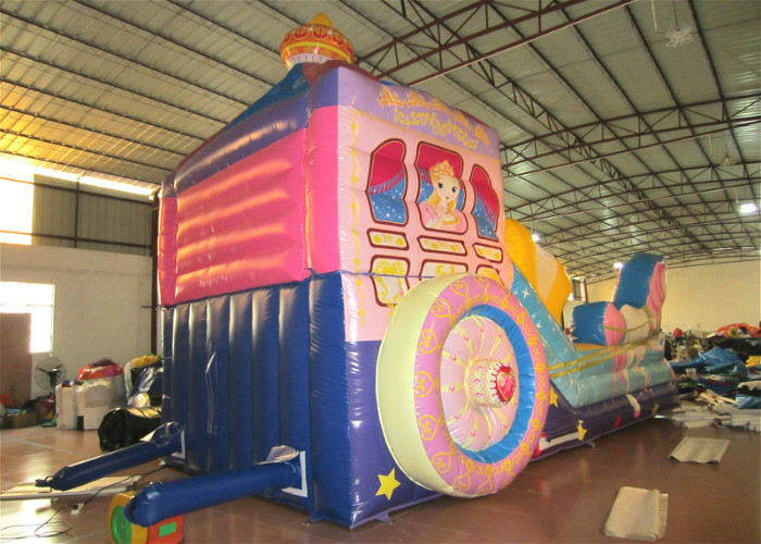 Inflatable pink The carriage princess standard slide disney pink inflatable princess castle carriage slide