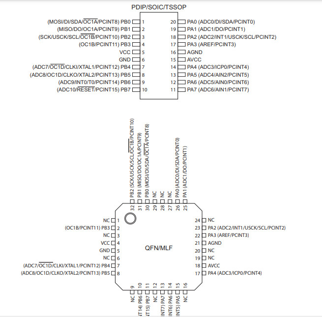 Microcontroller Integrated Circuits IC ATTINY261A-SU ATTINY261A-SUR AVR Series