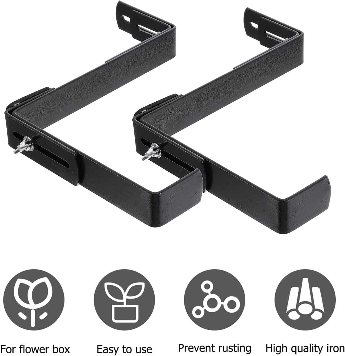 Black Powder Coating Rail Planter Box Bracket Window Flower Box Bracket Rail Flower Pot Holders