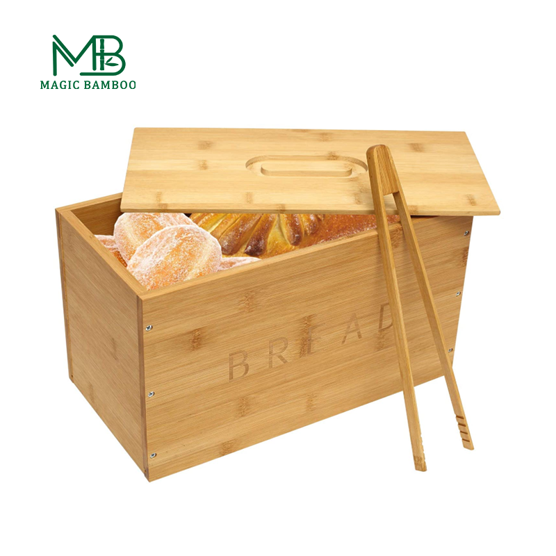 Contemporary Design Bamboo Bread Storage Container for Kitchen Countertop