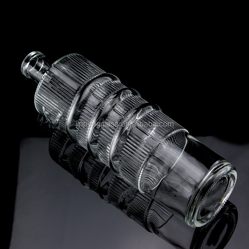 Customized Logo Clear 750ml Bar Top Emossed Snake Drawing Glass Bottle for Vodka Cylinder