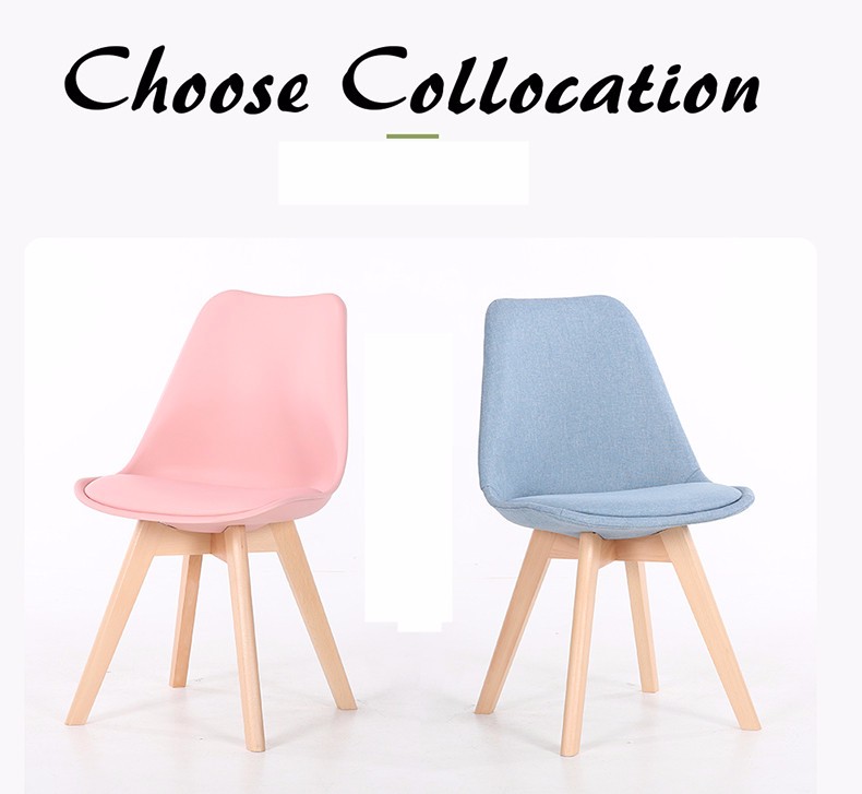 Cotton Fabric / PP Upholstered Dining Room Chairs With Solid Wood Legs