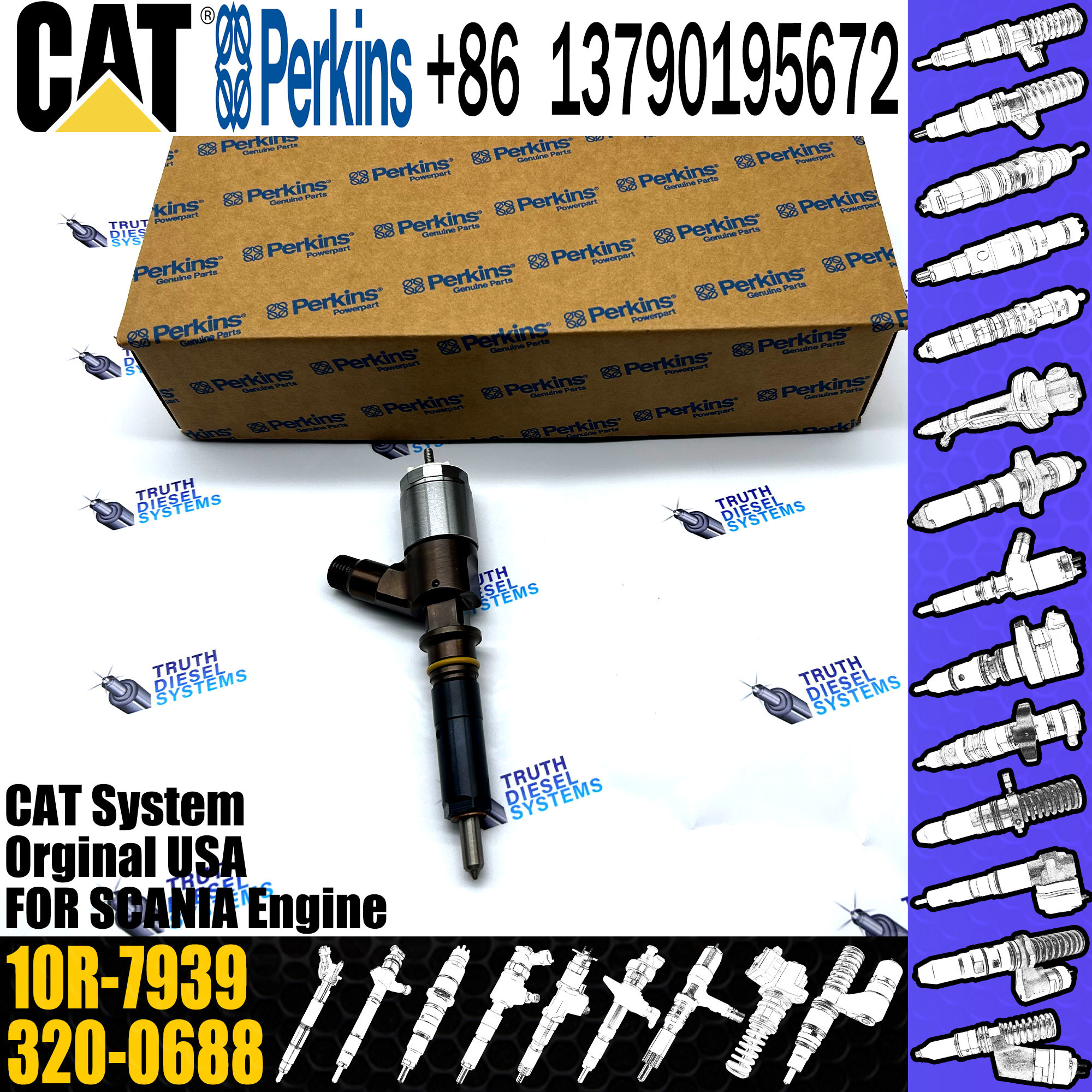Caterpillar C4.4 C6.6 engine spare injector nozzles 2645a747 320-0688 Fuel Common Rail Injector 10R-7939 2645A747