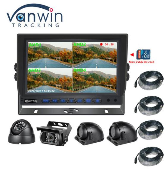 Hot Sale 9 inch 1024*600 AHD Quad Display Car Truck Security Camera System With