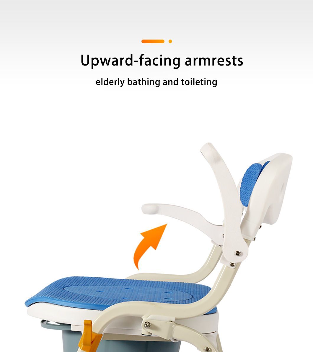Elderly Care Steel Portable Adjustable Mobile for Elderly Bedside Drive Folding Portable Toilet Seat Commode Chair